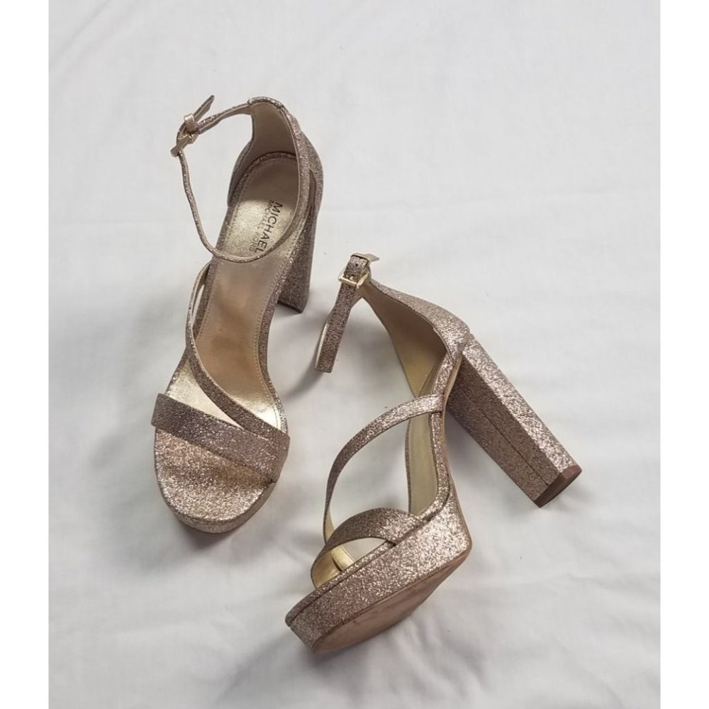 Michael Michael Kors Women's SZ. 7.5 M Rose Gold Open Toe Platform Heels